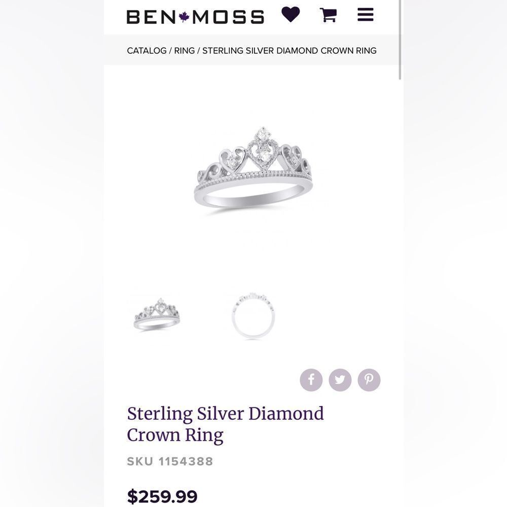 Ben Moss crown ring silver diamond